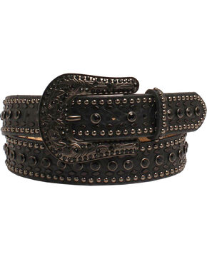 Nocona Women's Studded Black Snake Print Leather Belt N3410201 